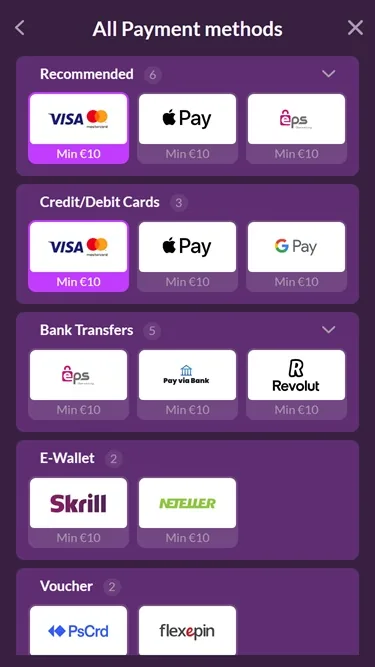 SlotRave payment interface on mobile