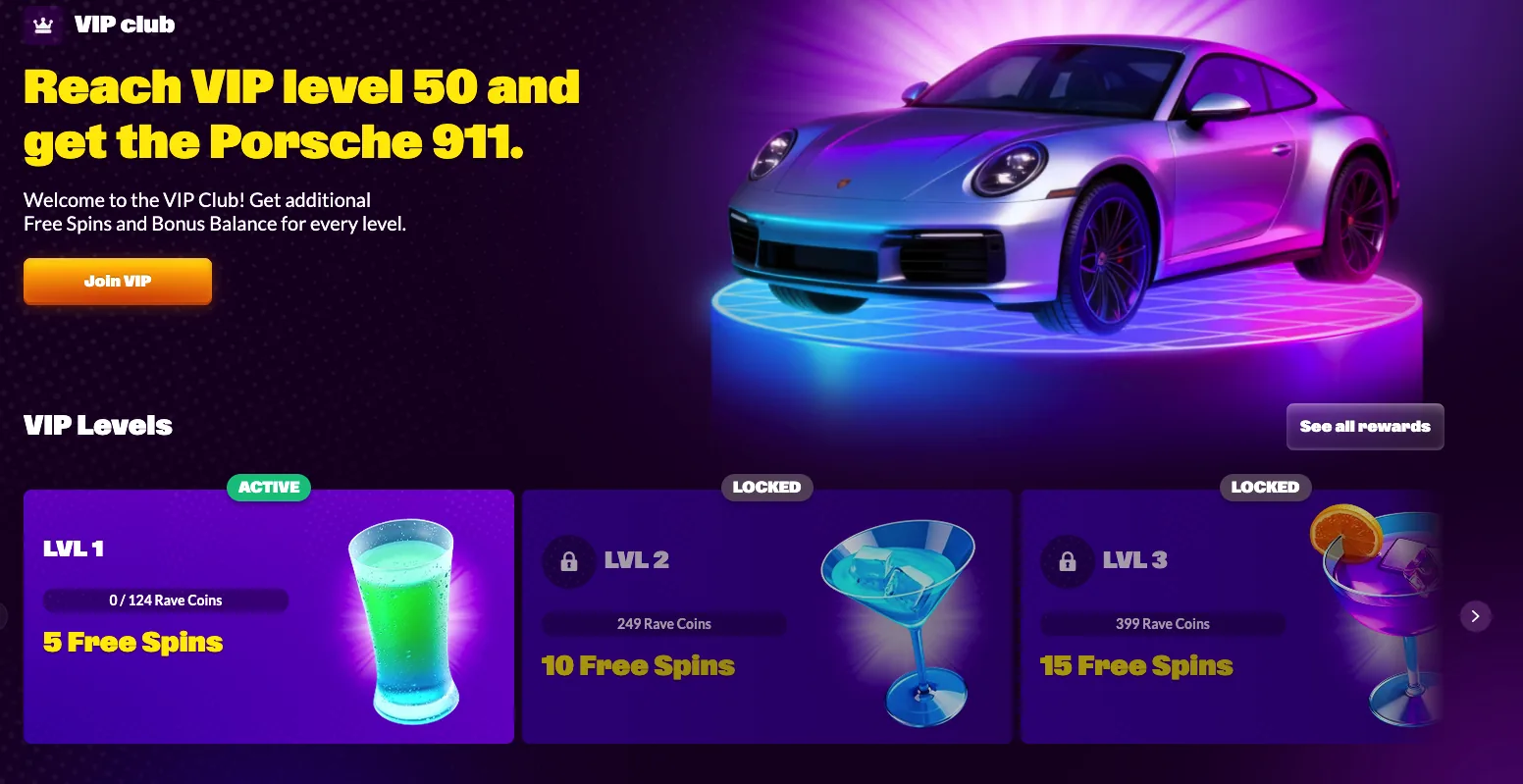 SlotRave VIP Club rewards programme